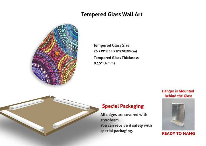 Asymmetrical Oval Colored Mosaic Design Glass Wall Art