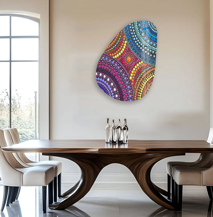 Asymmetrical Oval Colored Mosaic Design Glass Wall Art glass image printing, glass prints from photos
