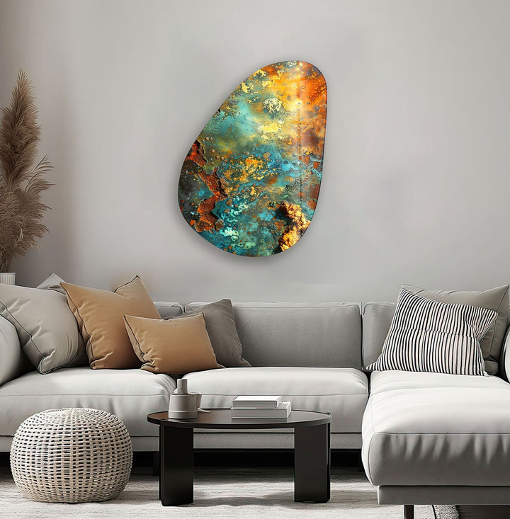 Asymmetrical Oval Colorful Abstract Glass Wall Art stained glass wall art, stained glass wall decor
