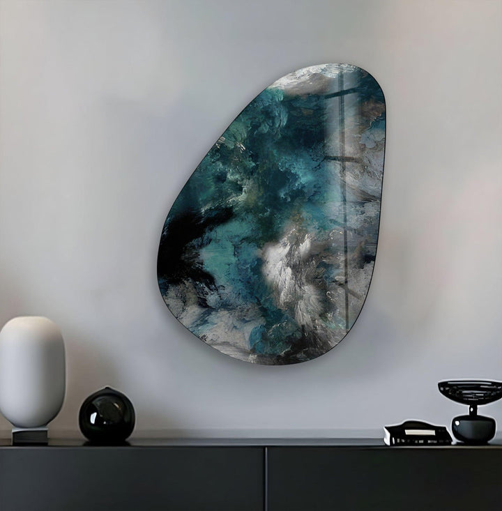 Asymmetrical Oval Dark Smoke Glass Wall Art large glass photo prints, glass wall photos
