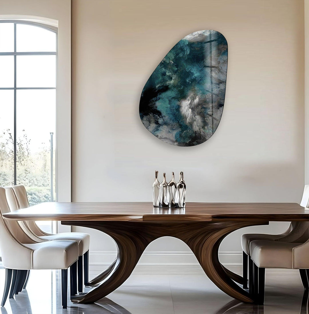 Asymmetrical Oval Dark Smoke Glass Wall Art glass pictures for Wall, glass prints wall art
