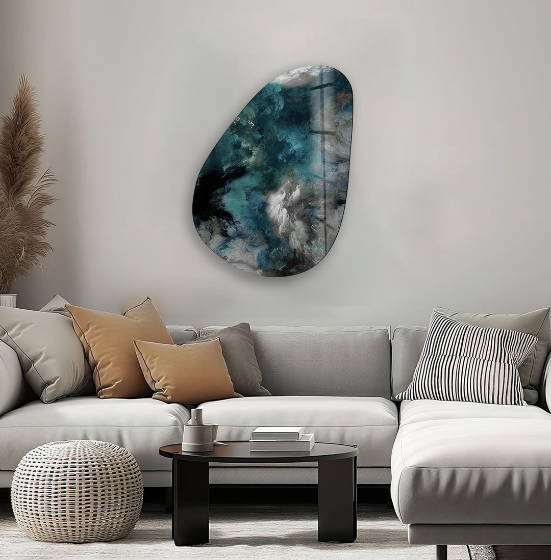 Asymmetrical Oval Dark Smoke Glass Wall Art custom glass pictures, glass art prints
