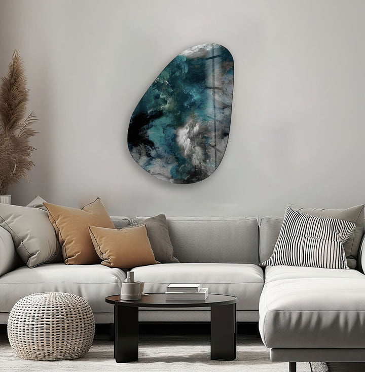 Asymmetrical Oval Dark Smoke Glass Wall Art custom glass pictures, glass art prints
