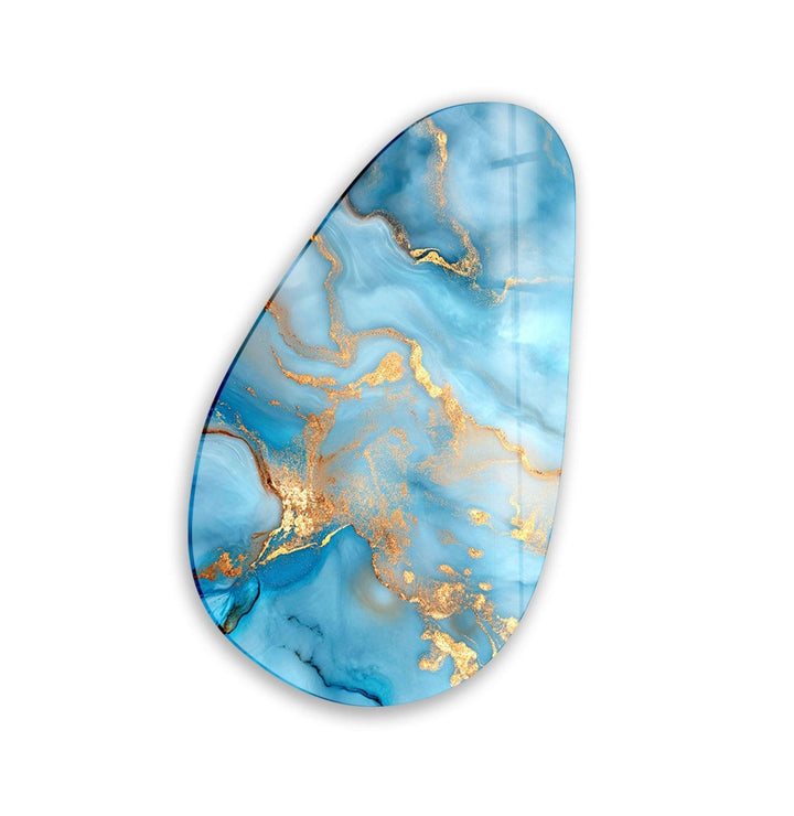 Asymmetrical Oval Golden Abstract Glass Wall Art art glass wall art, glass wall art pictures
