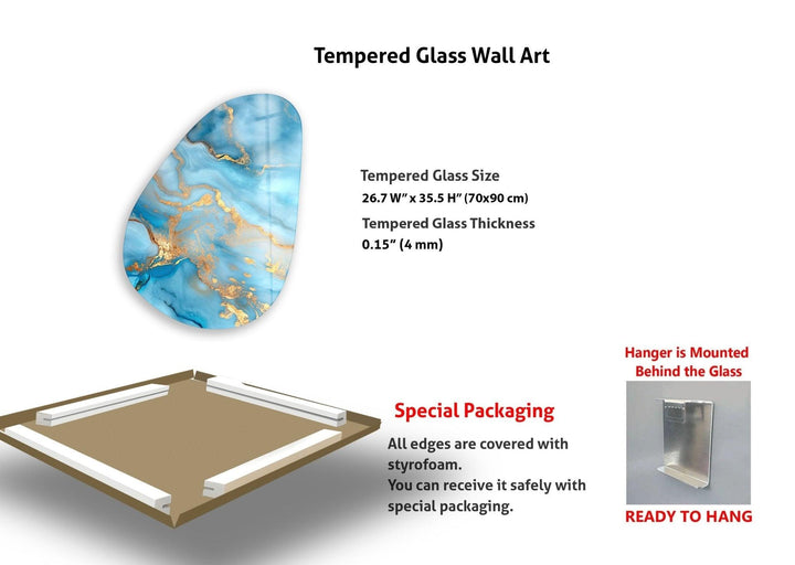 Asymmetrical Oval Golden Abstract Glass Wall Art