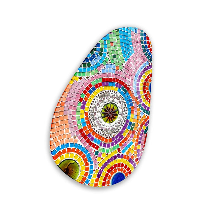 Asymmetrical Oval Mosaic Colored Glass Wall Art custom glass photo prints, large glass prints
