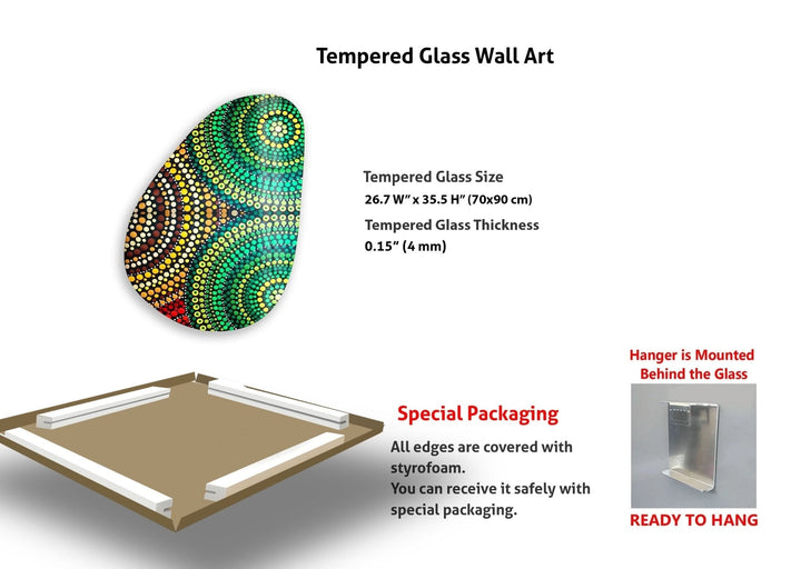 Asymmetrical Oval Mosaic Design Green Glass Wall Art