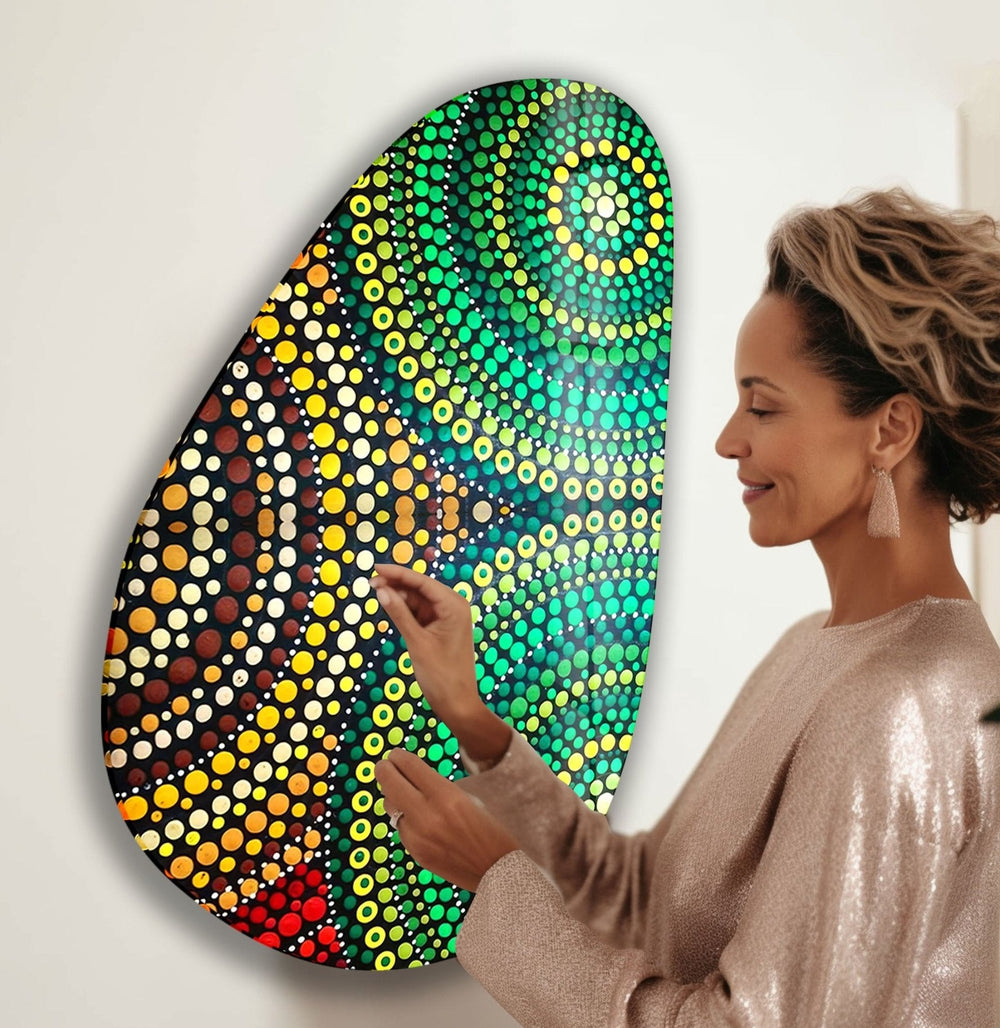 Asymmetrical Oval Mosaic Design Green Glass Wall Art art glass wall art, glass wall art pictures
