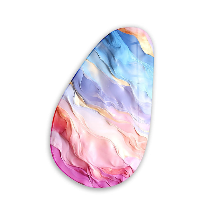 Asymmetrical Oval Rainbow Abstract Glass Wall Art custom glass photo prints, large glass prints
