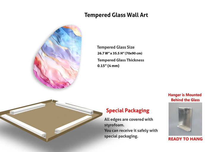 Asymmetrische ovale Regenbogen-Wandkunst aus abstraktem Glas
