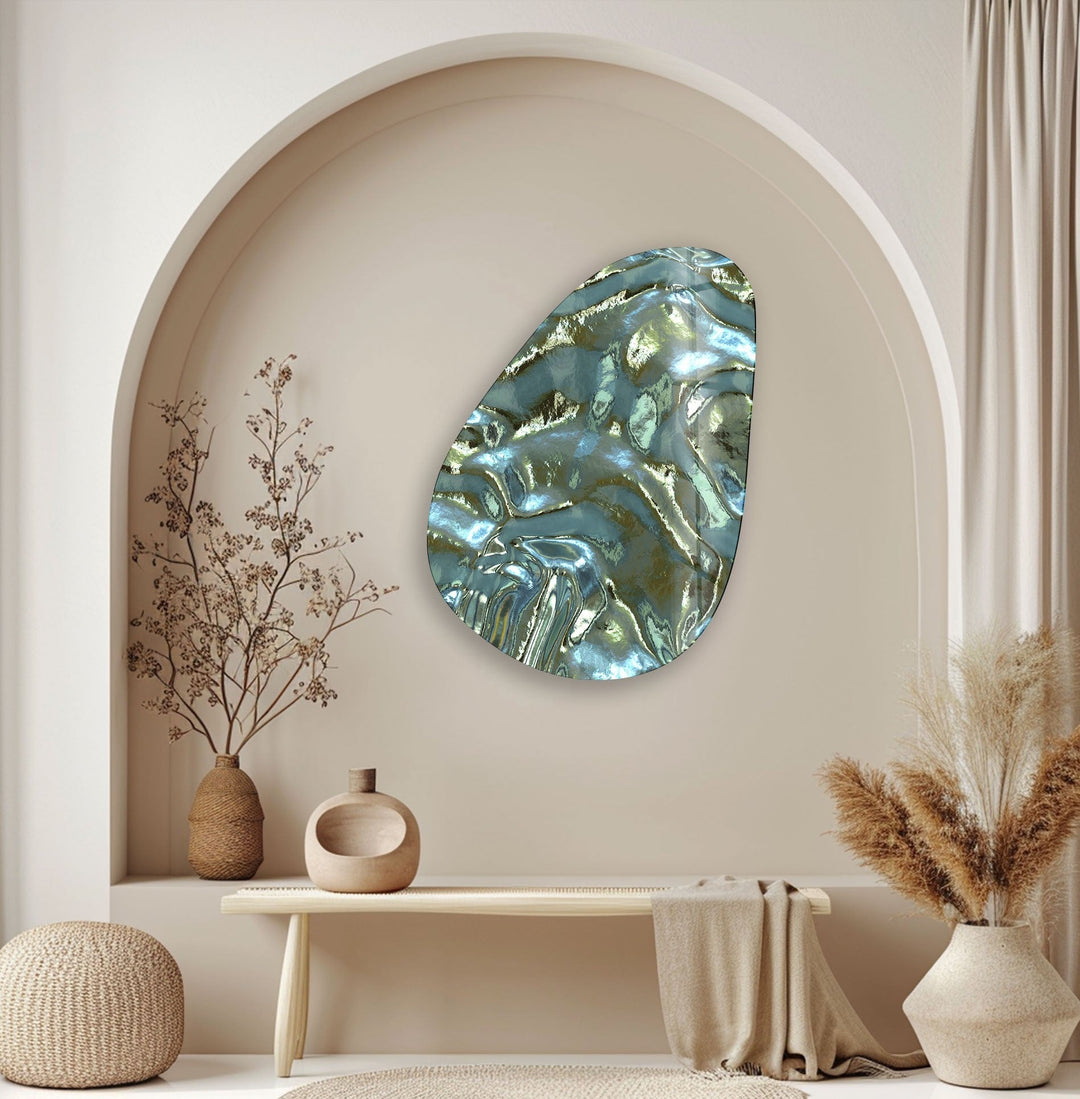 Asymmetrical Oval Shiny Abstract Glass Wall Art glass photo prints, glass picture prints
