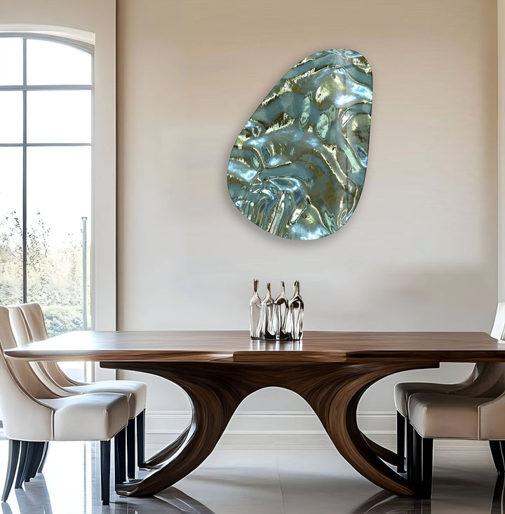 Asymmetrical Oval Shiny Abstract Glass Wall Art glass pictures for Wall, glass prints wall art
