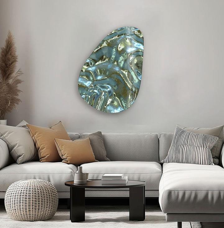 Asymmetrical Oval Shiny Abstract Glass Wall Art custom glass pictures, glass art prints
