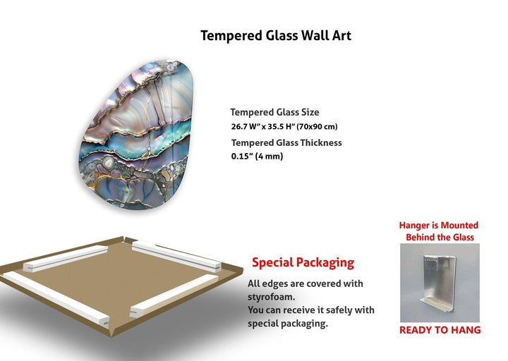 Asymmetrische ovale Wandkunst aus glänzendem Epoxidglas