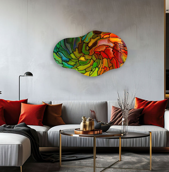 Asymmetrical Red Stained Glass Wall Art stained glass wall art, stained glass wall decor
