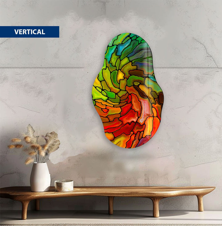 Asymmetrical Red Stained Glass Wall Art glass image printing, glass prints from photos