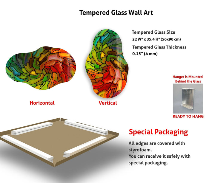 Asymmetrical Red Stained Glass Wall Art