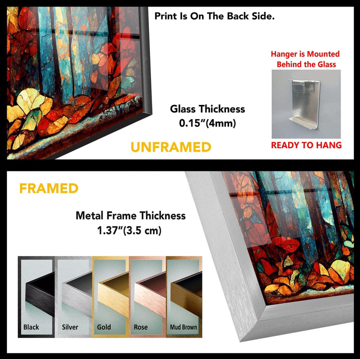 Herbstwald Buntglas Wandkunst