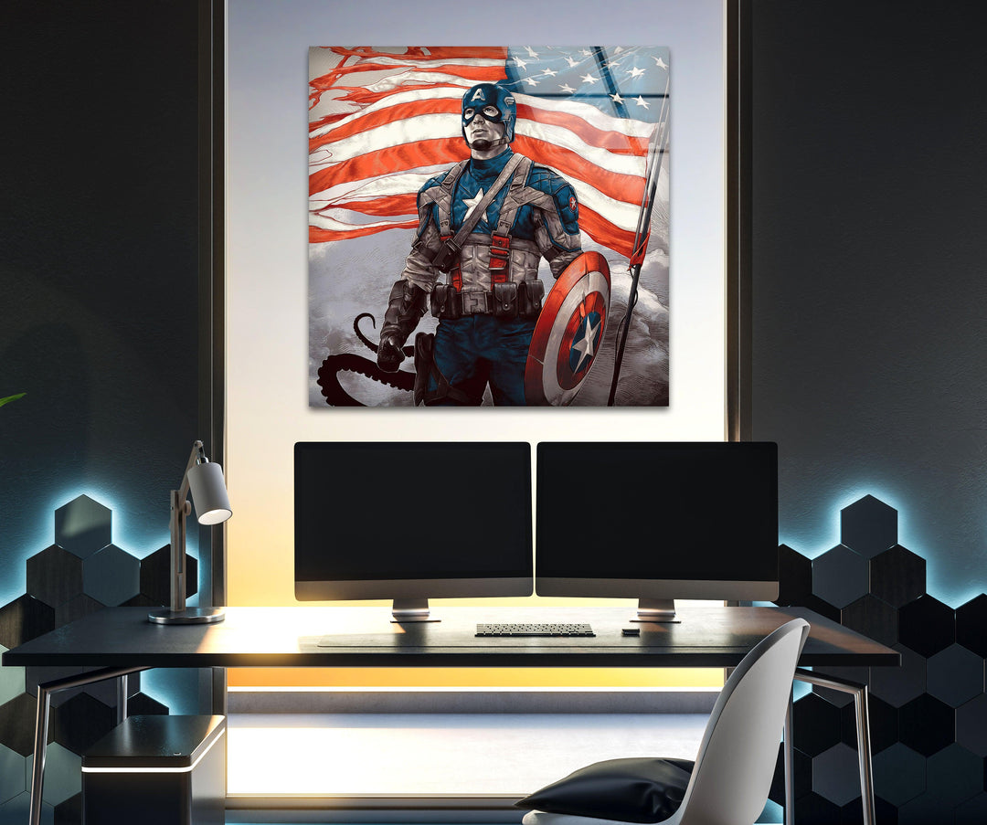 Marvel Captain America Glass Wall Art glass pictures for Wall, glass prints wall art
