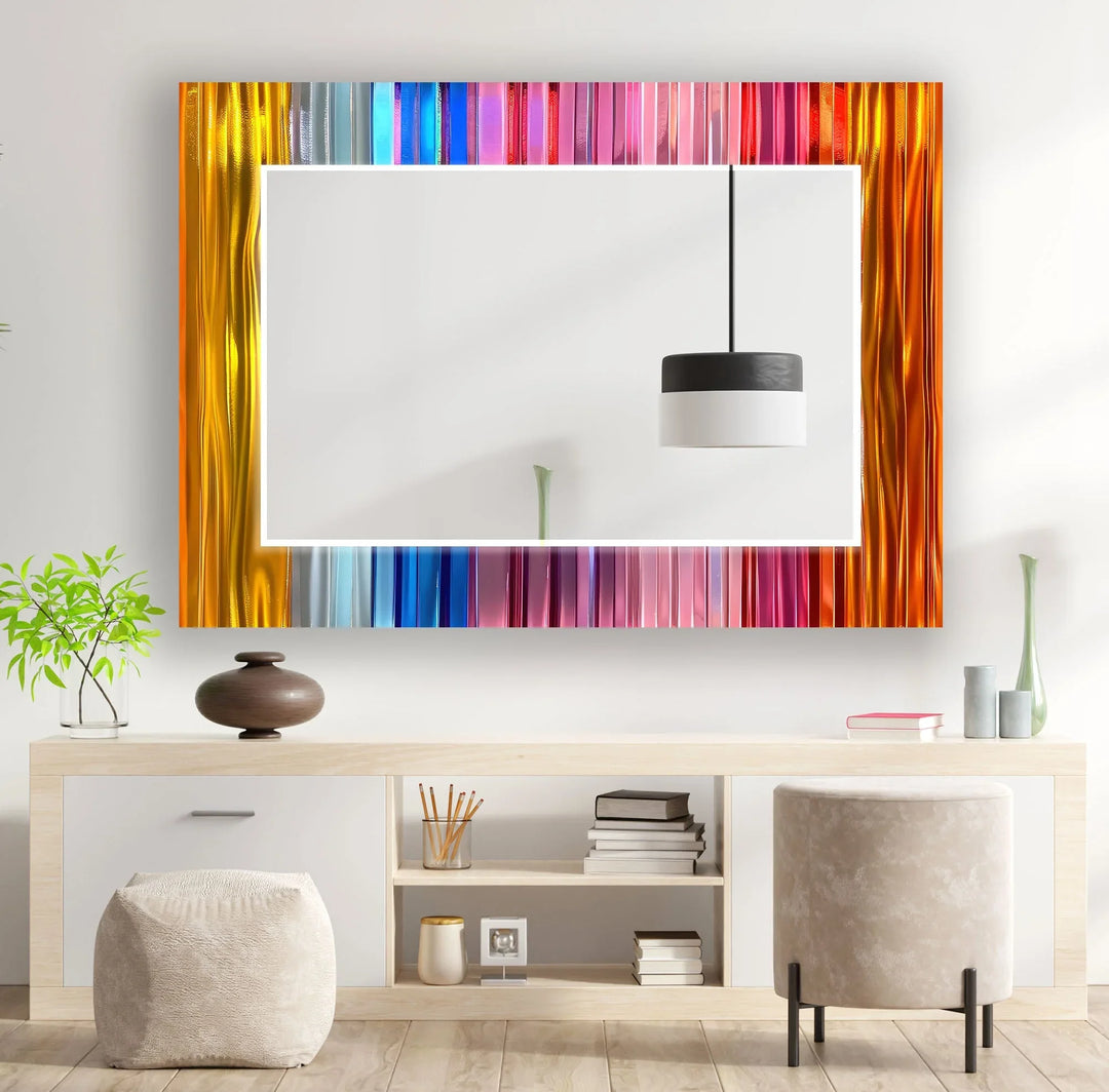 Bunte Linien abstrakt Wandspiegel – Künstlerische Wohndekoration – MyPhotoStation