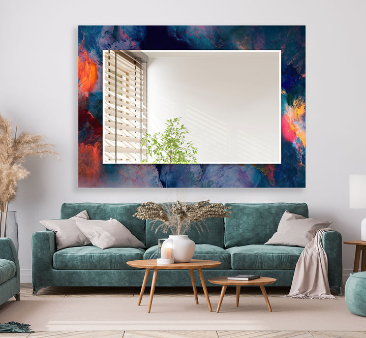 Galaxy Swirl Glas-Wandspiegel – Abstrakter kosmischer Farbakzent 