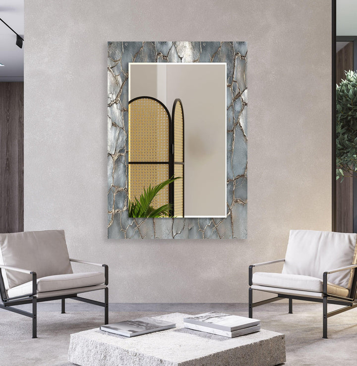 Gray Shiny Cracked Stone Wall Mirror oversized wall mirrors
