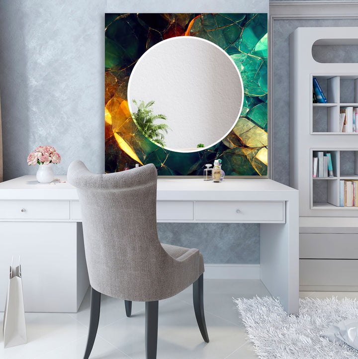 Twilight Gemstone Glass Wall Mirror – Luxe Multicolor Marble Design
