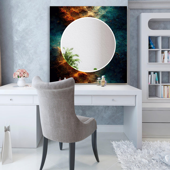 Navy Blue & Brown Wall Mirror Bathroom Mirror

