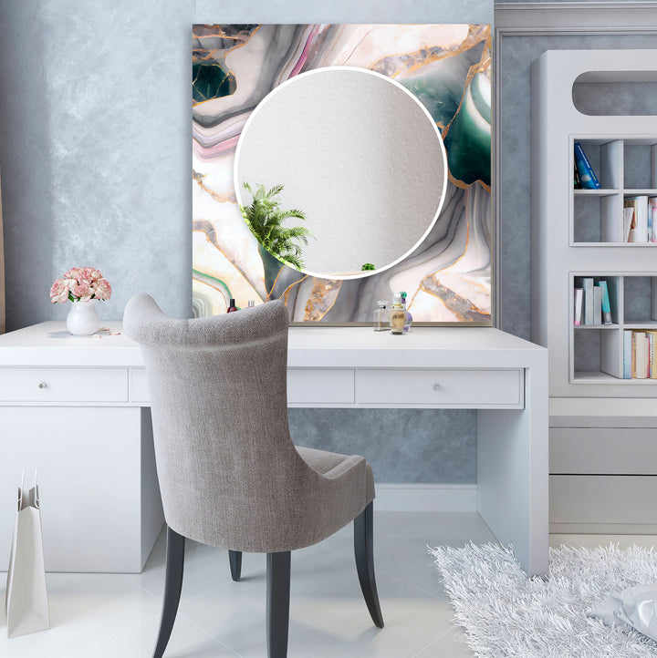 Luxuriöser Wandspiegel aus Achat-Marmorglas für Wohnzimmer und Eingangsbereich 