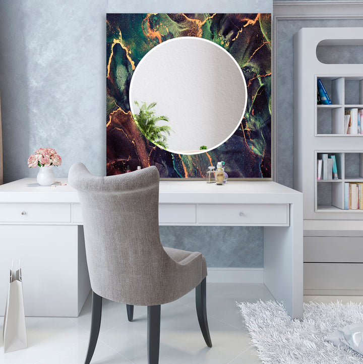 Smaragdgrüner Lava-Wandspiegel – Luxuriöses abstraktes Glasrahmendesign
