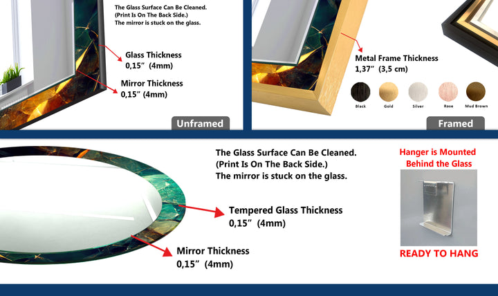 Twilight Gemstone Glass Wall Mirror – Luxe Multicolor Marble Design