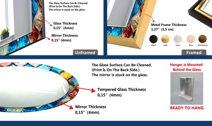 Blue Mosaic Stones Wall Mirrors