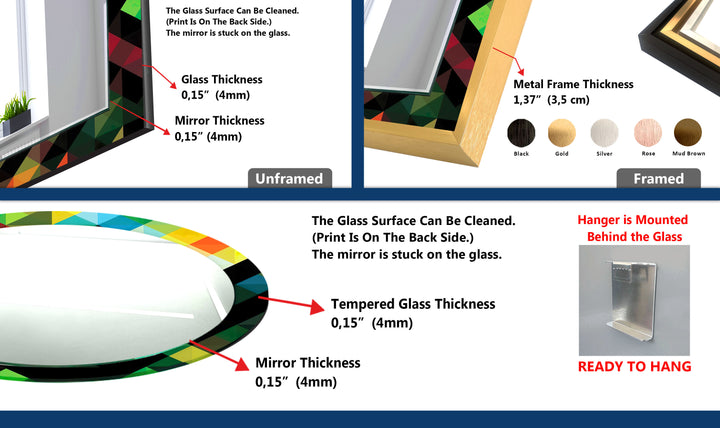 Geometrischer Spectrum-Glas-Wandspiegel – Farbenfrohes, modernes Statement 