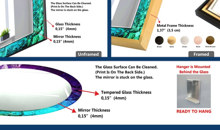 Iridescent Glow Glass Wall Mirror – Modern Blue & Purple Design - MyPhotoStation