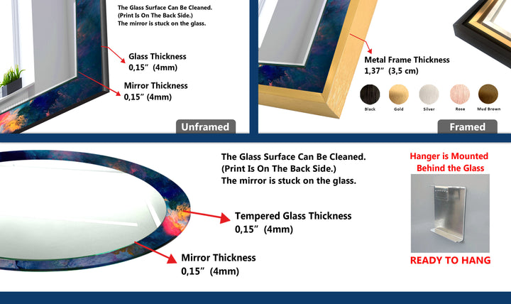 Galaxy Swirl Glas-Wandspiegel – Abstrakter kosmischer Farbakzent 