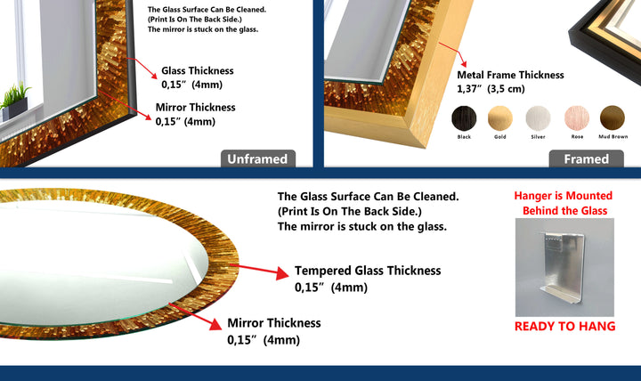 Golden Radiance Glaswandspiegel – Luxe Sunburst Mirror Art 