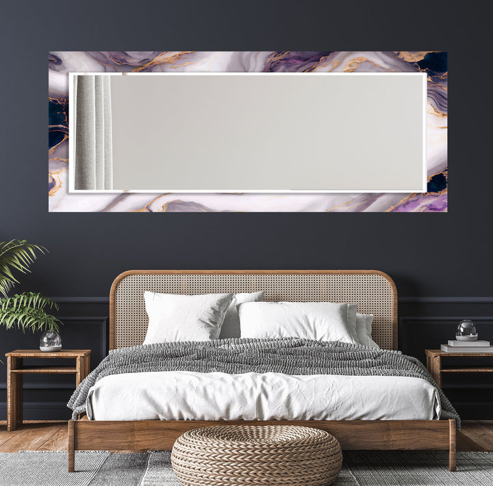 Vibrant Purple And Gold Abstract Wall Mirror Entryway Wall Mirror
