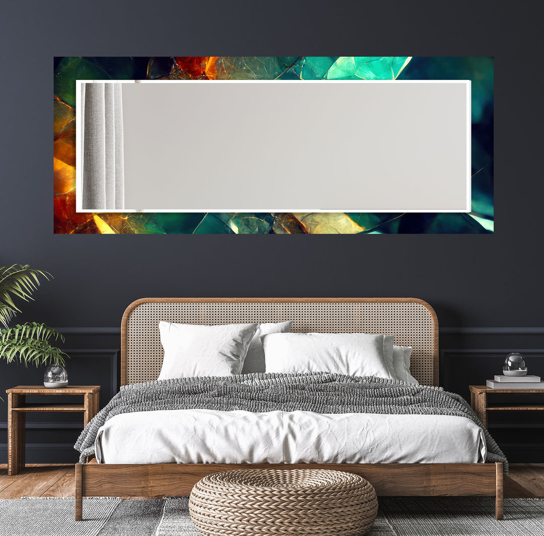 Twilight Gemstone Glass Wall Mirror – Luxe Multicolor Marble Design