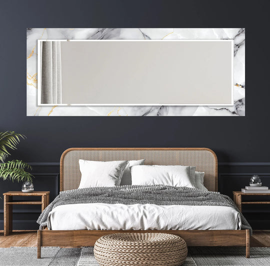 Elegant Marble Frame Glass Wall Mirror for Bathroom Vanity - MyPhotoStation