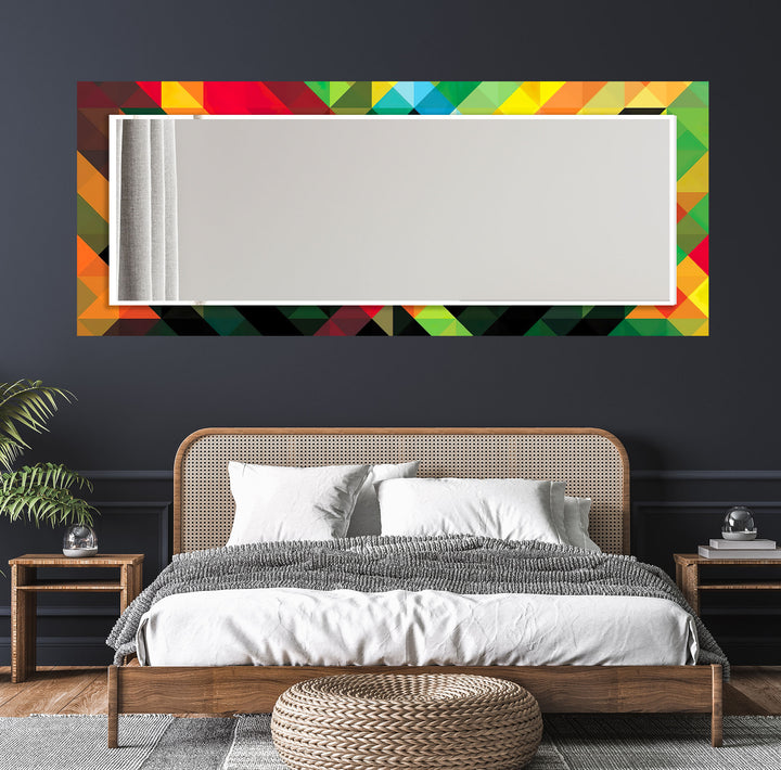 Geometrischer Spectrum-Glas-Wandspiegel – Farbenfrohes, modernes Statement 