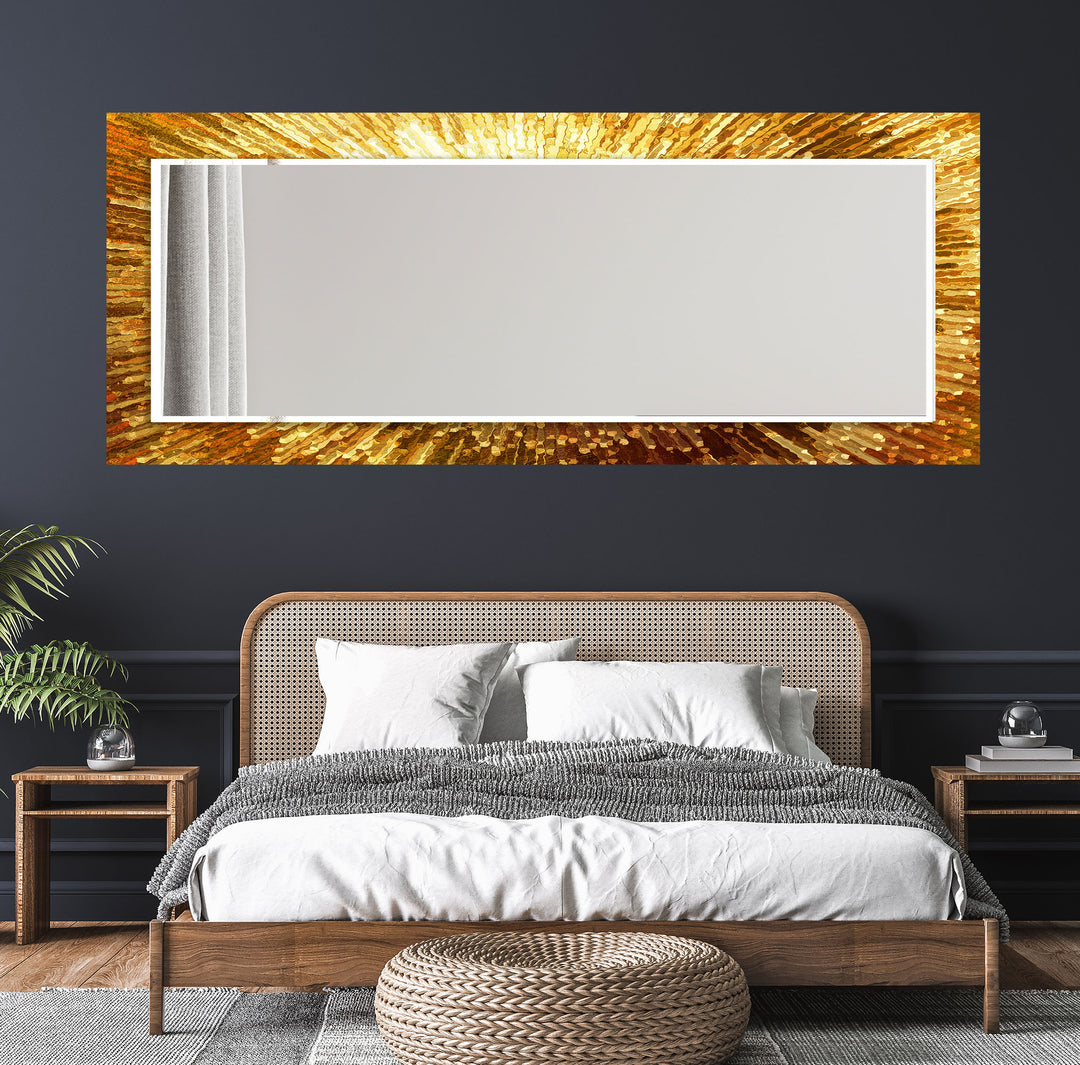 Golden Radiance Glaswandspiegel – Luxe Sunburst Mirror Art 