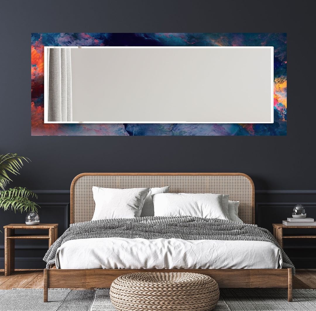 Galaxy Swirl Glas-Wandspiegel – Abstrakter kosmischer Farbakzent 