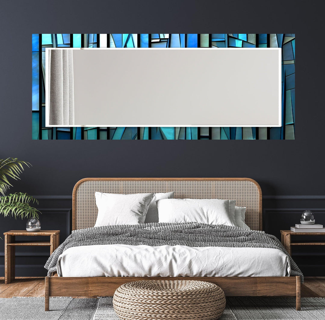 Blue Stained 3D Wall Mirror Large Wall Mirror
