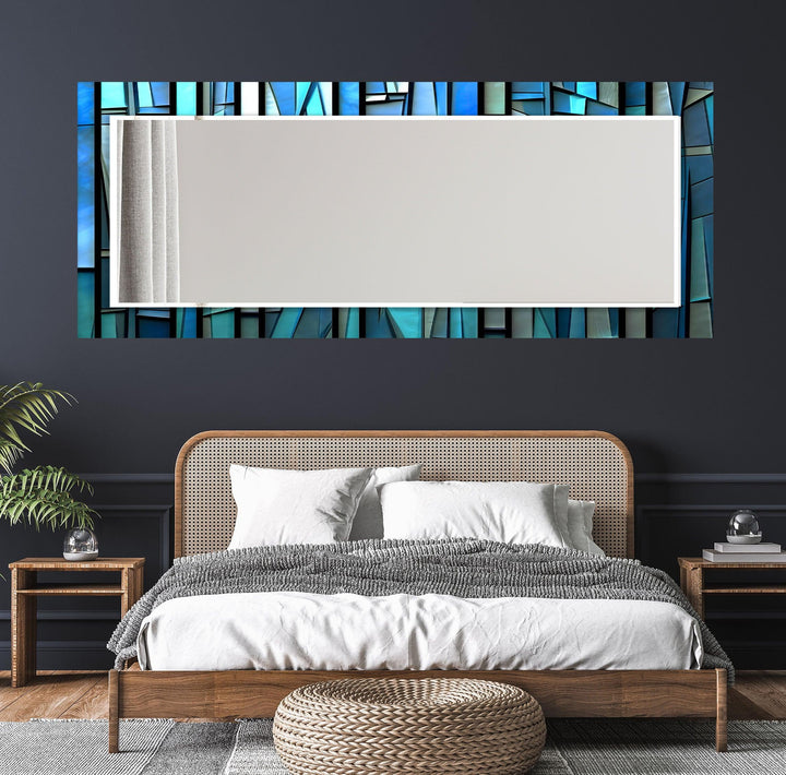 Blue Stained 3D Wall Mirror Large Wall Mirror
