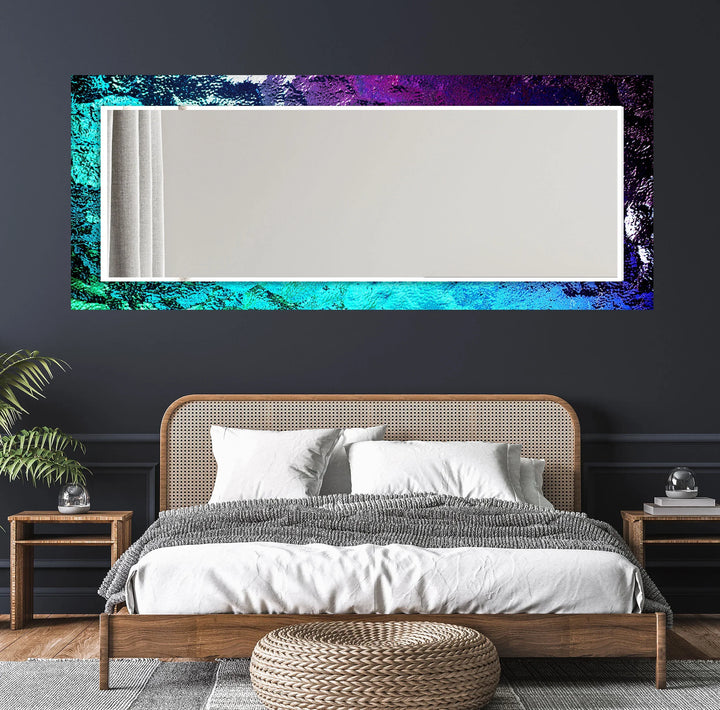 Iridescent Glow Glass Wall Mirror – Modern Blue & Purple Design - MyPhotoStation
