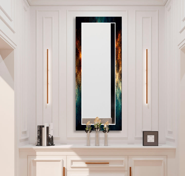 Navy Blue & Brown Wall Mirror wall mirror
