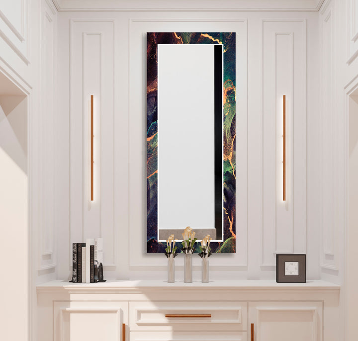 Smaragdgrüner Lava-Wandspiegel – Luxuriöses abstraktes Glasrahmendesign