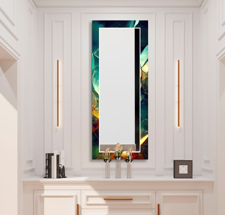 Twilight Gemstone Glass Wall Mirror – Luxe Multicolor Marble Design