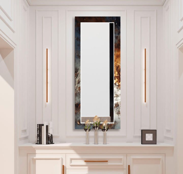 Bronze & Silver Abstract Wall Mirror Small Wall Mirror
