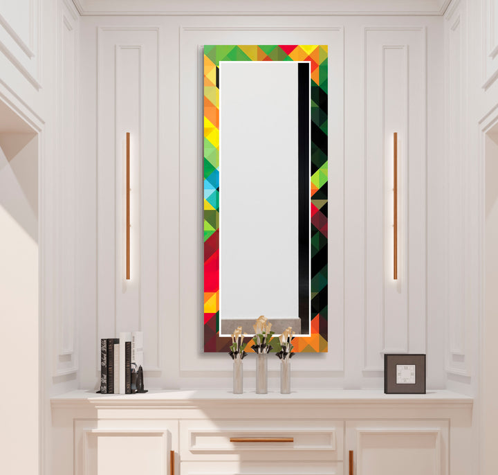 Geometrischer Spectrum-Glas-Wandspiegel – Farbenfrohes, modernes Statement 